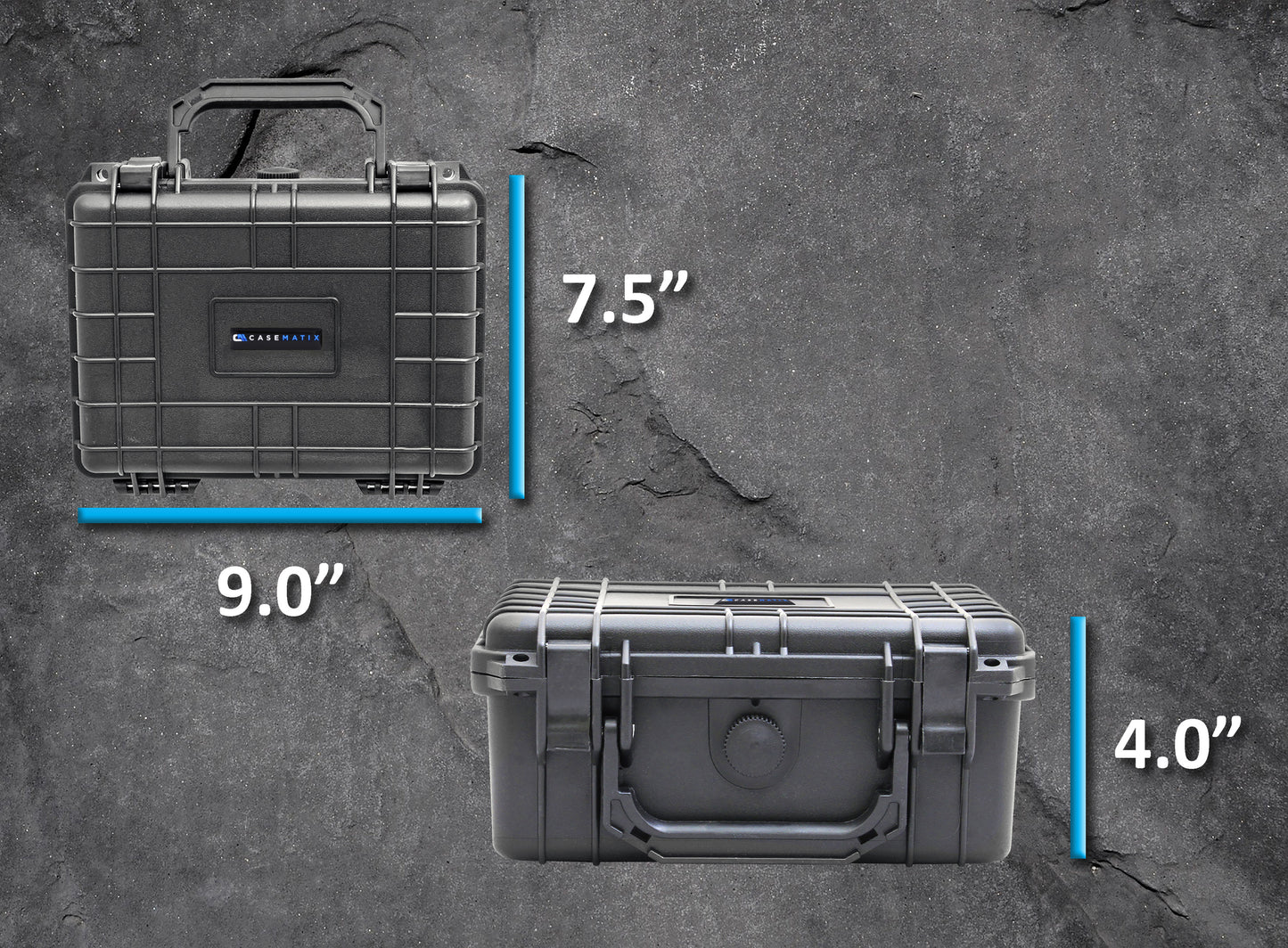 9" Waterproof Hard Travel Case with Padlock Rings and Customizable Foam - Fits Accessories up to 6.5" x 4.25" x 3"