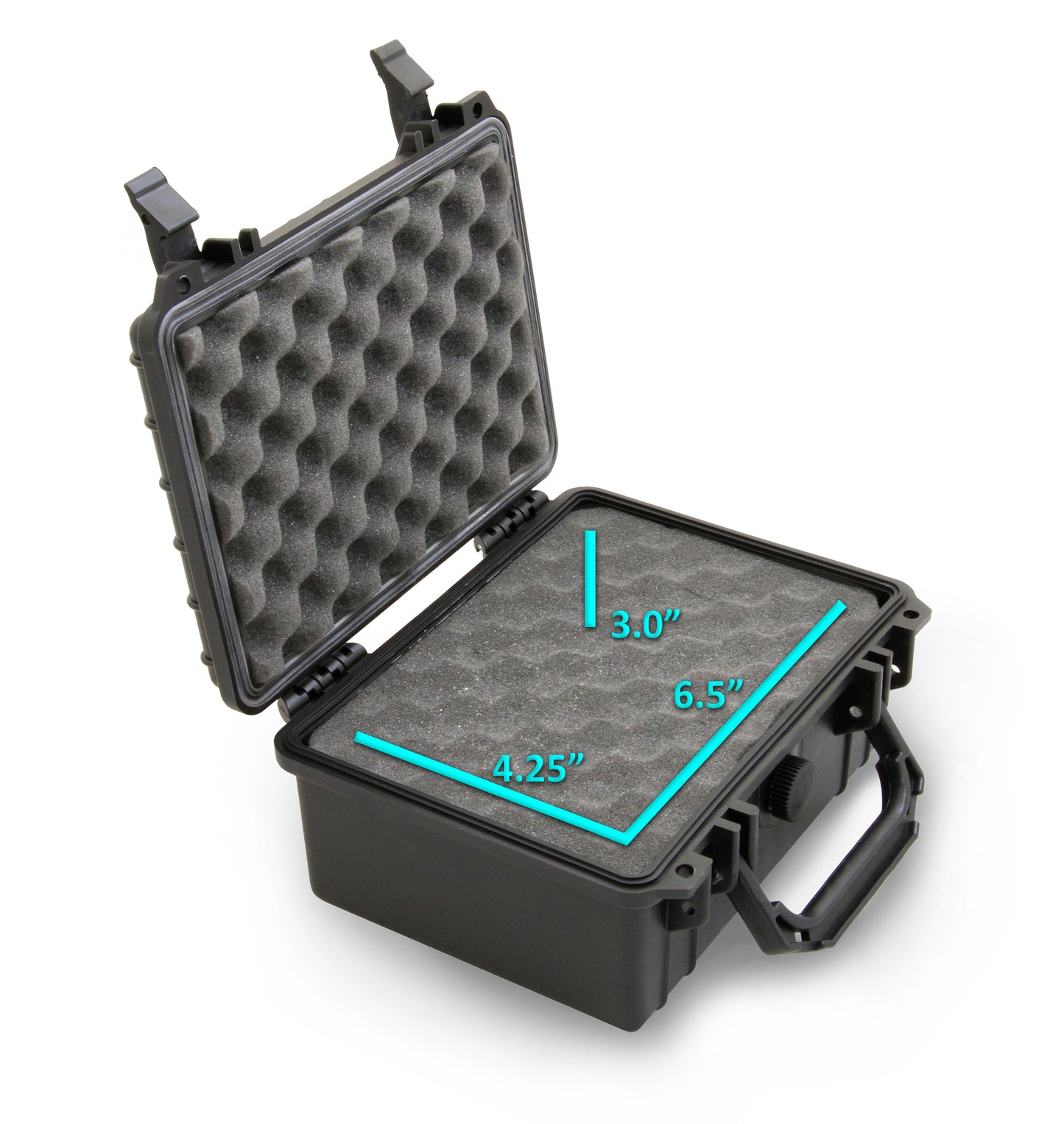 9" Waterproof Hard Travel Case with Padlock Rings and Customizable Foam - Fits Accessories up to 6.5" x 4.25" x 3"