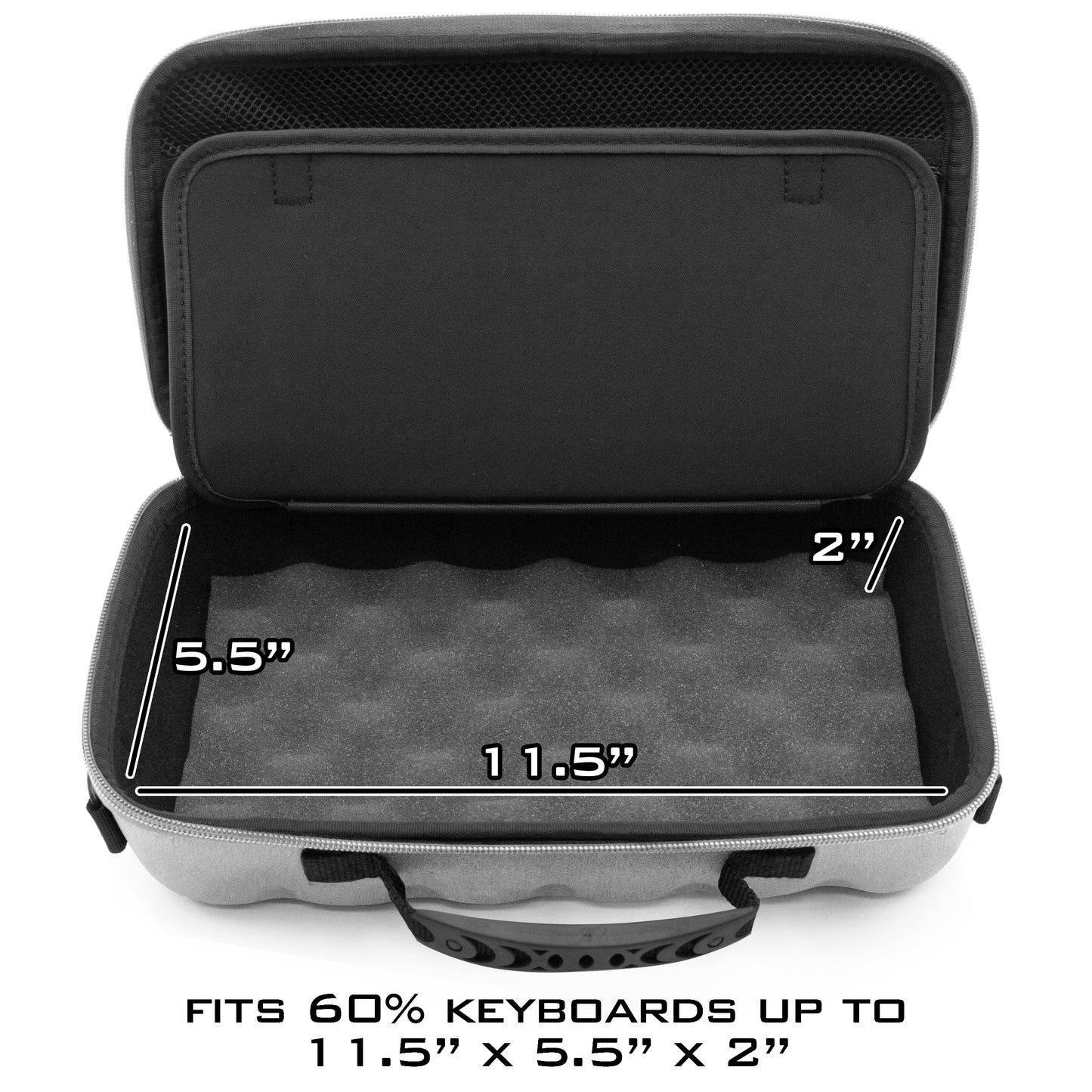 60% Keyboard Case Compatible with Razer Huntsman Mini/HK Gaming GK61 - Hard Shell EVA with Padded Divider, Shoulder Strap & Accessory Pocket