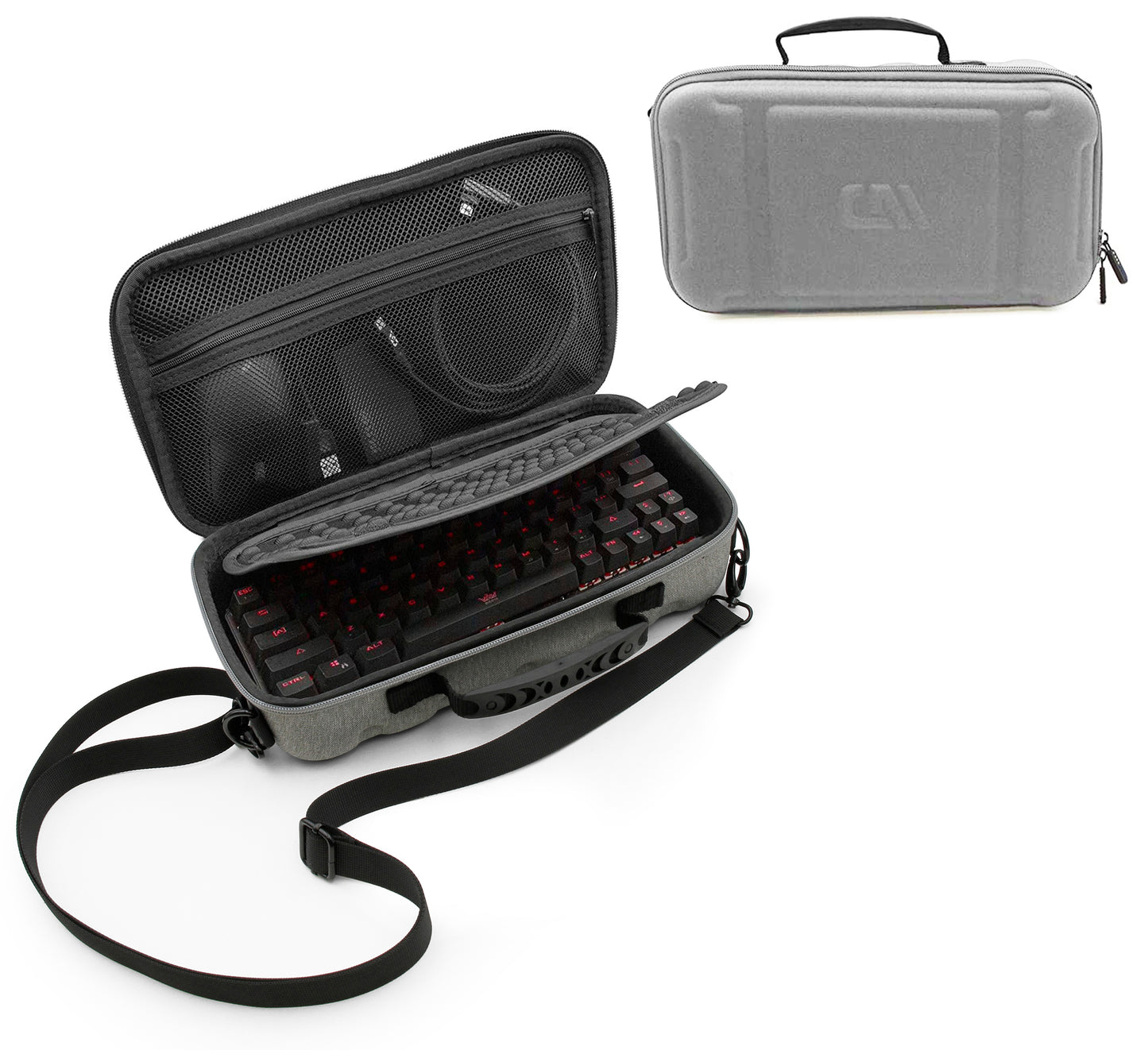 60% Keyboard Case Compatible with Razer Huntsman Mini/HK Gaming GK61 - Hard Shell EVA with Padded Divider, Shoulder Strap & Accessory Pocket