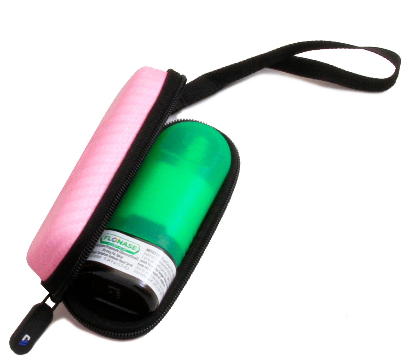 Allergy Medicine Nasal Spray Case Compatible with Flonase Allergy Relief - Water-Resistant EVA Protection with Wrist Strap & Carabiner