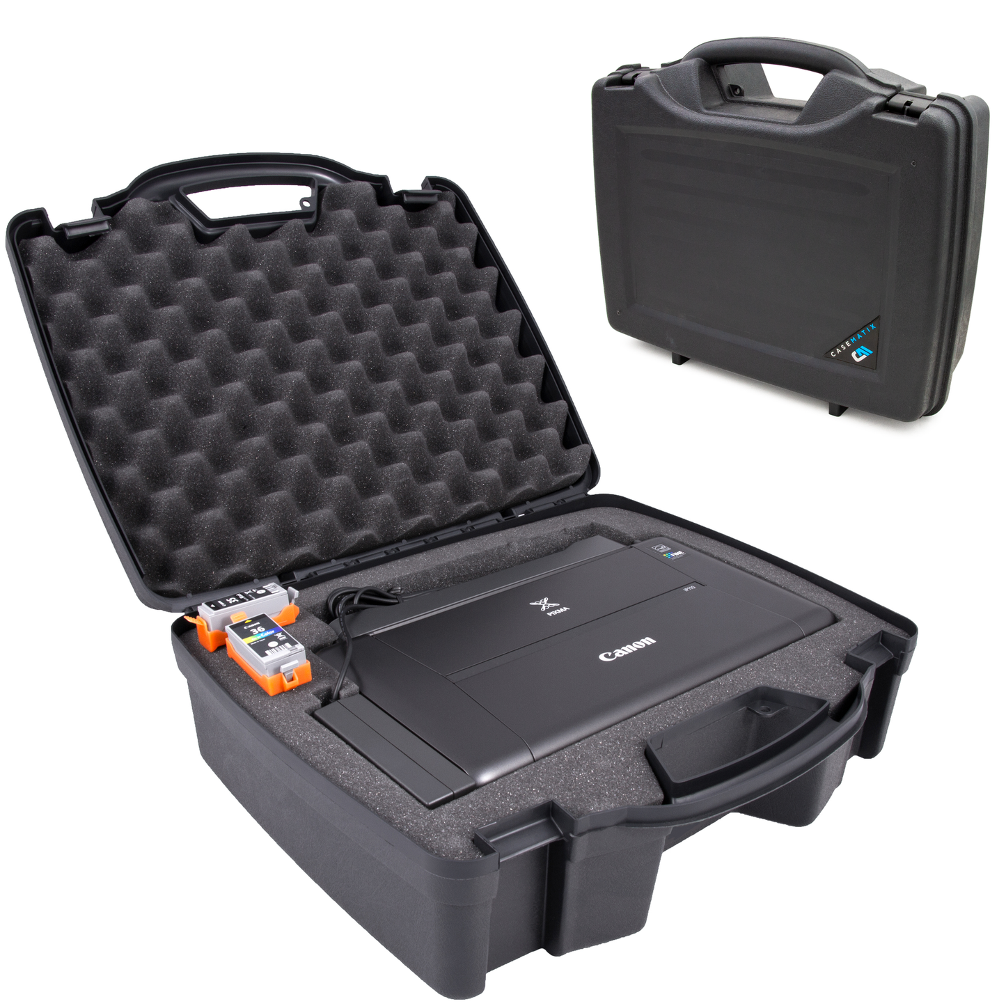 Hard Shell Storage Case Compatible with Canon PIXMA TR160 Portable Printer - Durable Protection with Custom Foam Interior & Integrated Padlock Ring