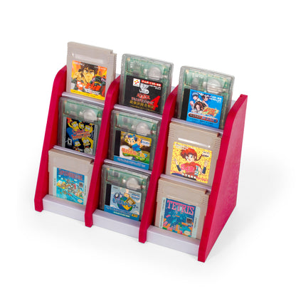 Game Holder Display Stand Compatible With Gameboy Color and Original Gameboy Cartridges, Sturdy Game Organizer Securely Holds 9 Game Boy Games