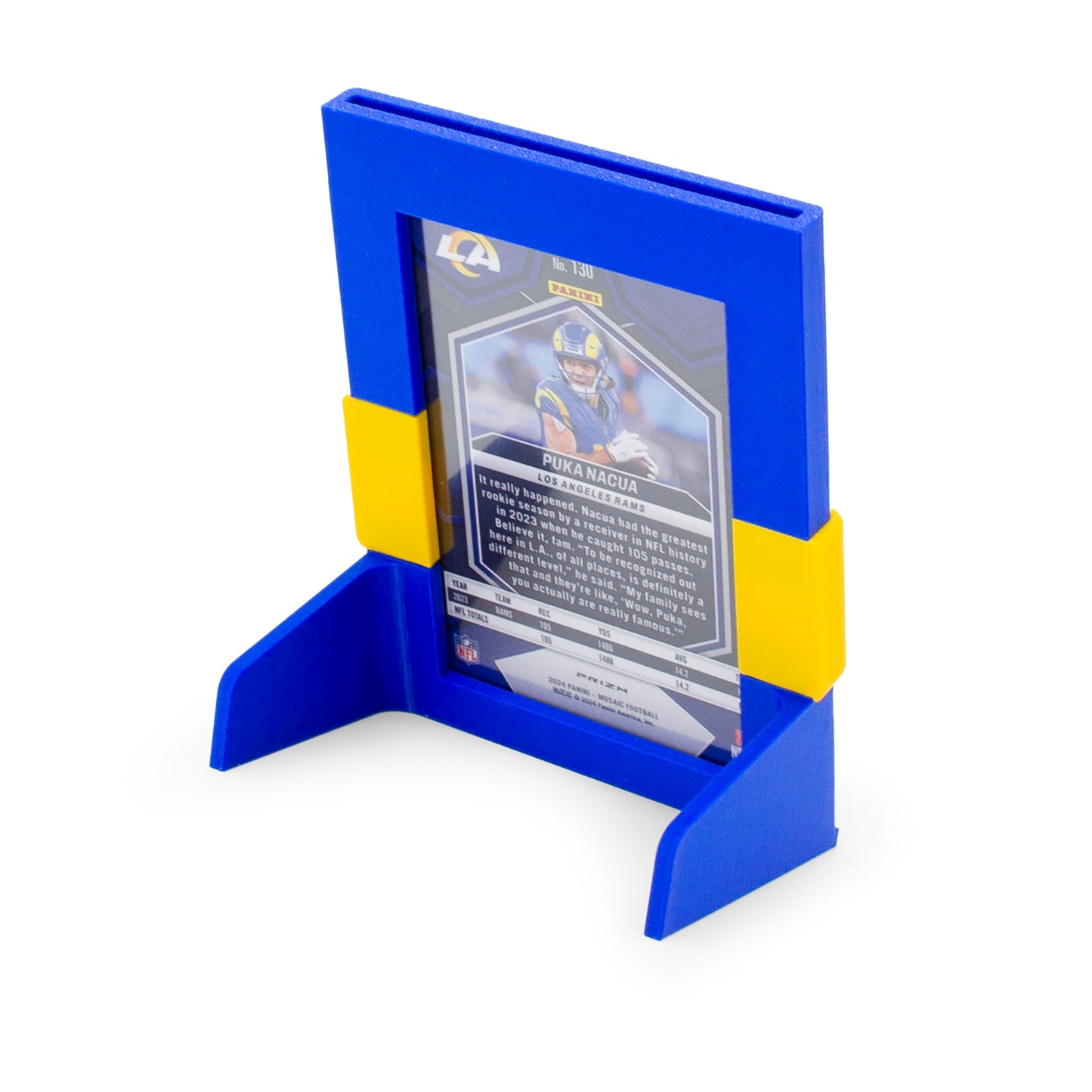 Football Card Toploader Display Stand – 3 Pack Top Loader Stand Blue & Yellow Los Angeles Team Colors Compatible With Panini Topps Bowman
