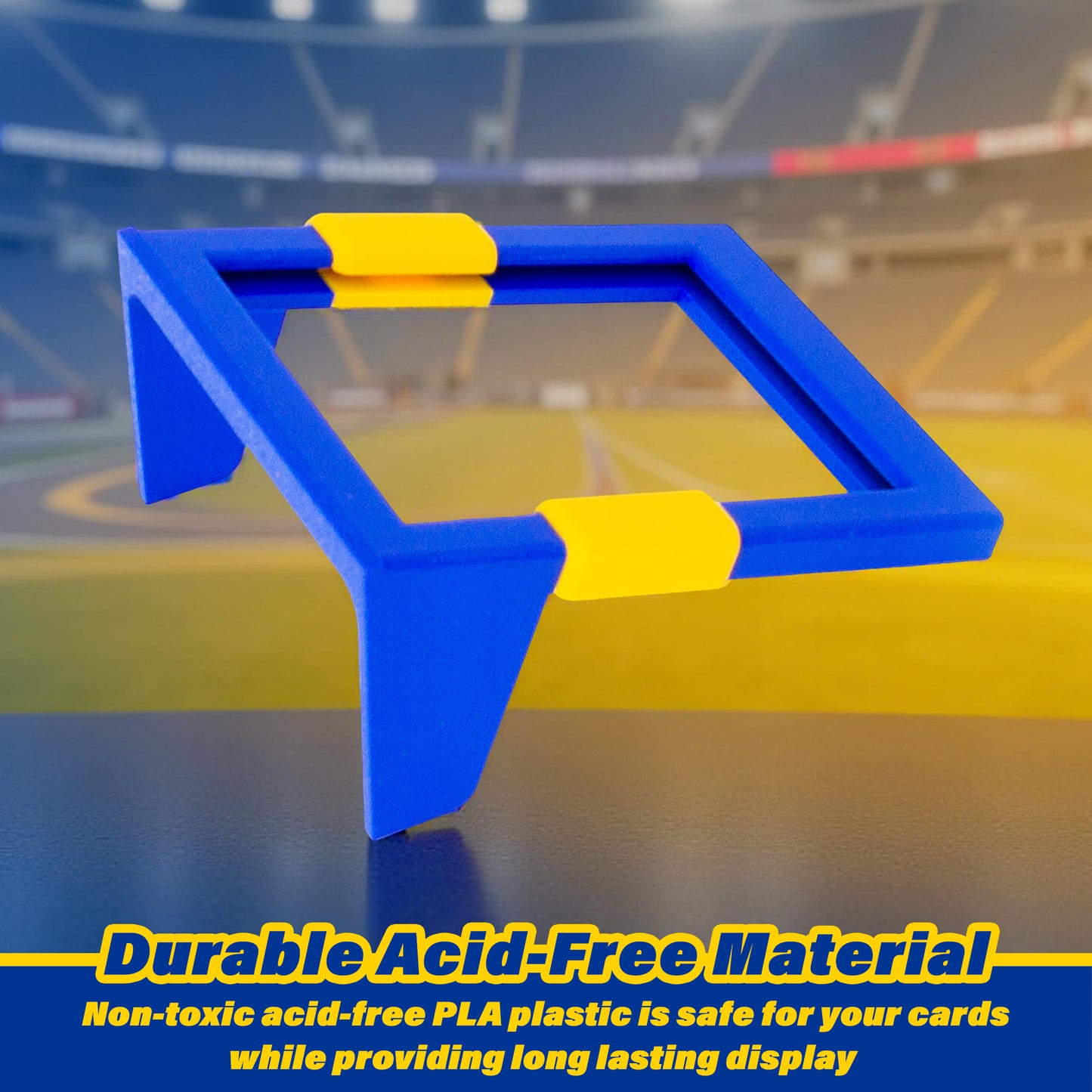 Football Card Toploader Display Stand – 3 Pack Top Loader Stand Blue & Yellow Los Angeles Team Colors Compatible With Panini Topps Bowman