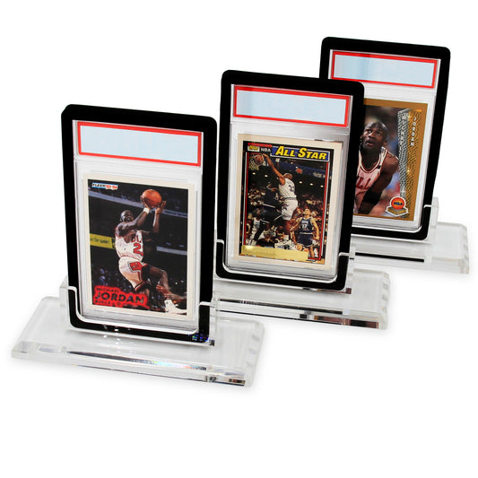 Professional Graded Card Display Compatible With PSA BGS SGC CGC Graded Cards, Three Pack of Premium Graded Card Holder Stands With Base