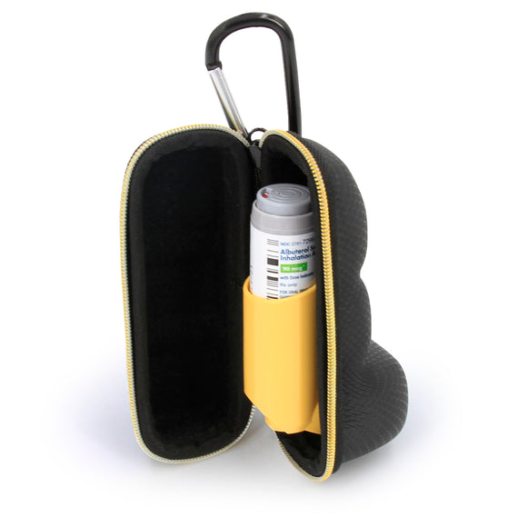 CASEMATIX Inhaler Case, Inhaler Holder Fits Standard Rescue and New Albuterol Inhaler Devices up to 4 Inches - Includes Asthma Case Only, Black