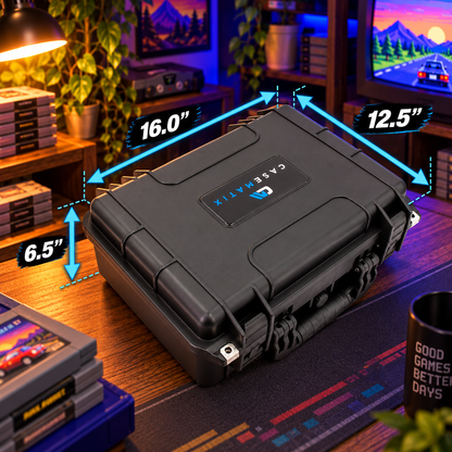 Travel Case for N64 Game Storage, Holds 36 Cartridges, 16" Waterproof Hard Shell Game Cartridge Organizer with Foam Dividers
