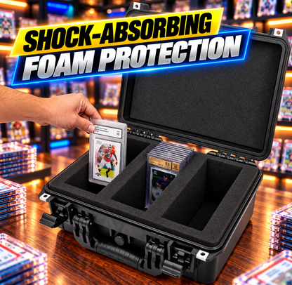 Graded Card Storage Box Fits 90+ BGS PSA Trading Cards TCG, Waterproof Sports Card Case with Three Custom Graded Card Case Compartments