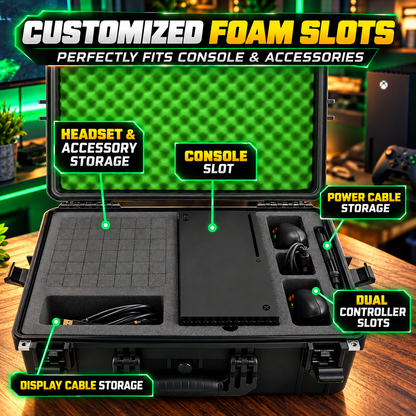 Hard Shell Travel Case Compatible with Xbox Series X Console, Controllers, Headset and Accessories - Waterproof and Crushproof with Foam