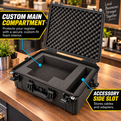 Custom Waterproof Case Compatible with Square Register POS System - Impact Resistant Foam Protection with Heavy Duty Latches & Padlock Holes
