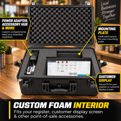 Custom Waterproof Case Compatible with Square Register POS System - Impact Resistant Foam Protection with Heavy Duty Latches & Padlock Holes