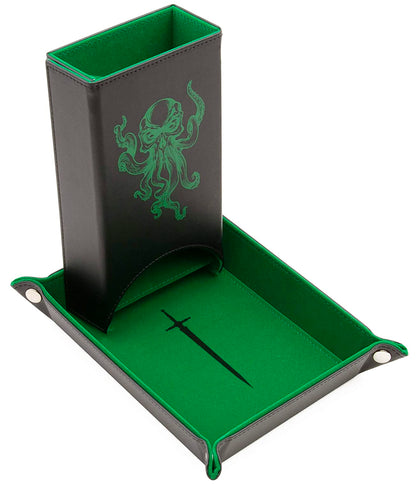 Portable Dice Tower and Tray with Non-Scratch Felt Interior - Folding 8" Auto Dice Roller Dice Tower for Fair and Random Dice Rolling