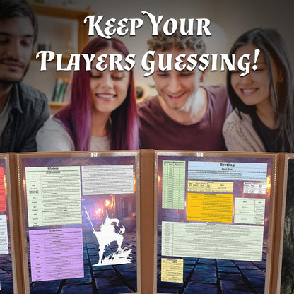 Faux Leather Double-Sided DM Screen – 8-Pocket Folding GM Screen with Outward-Facing Sleeves for Tabletop RPGs (Inserts Not Included)