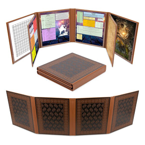 CASEMATIX DM Screen 8-Panel Deluxe GM Screen - Eight Panel Folding Dungeon Master Screen for TTRPGs - Inserts Not Included - Black or Brown Options
