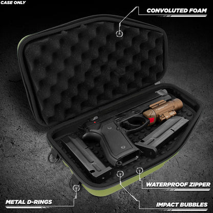 Locking Pistol Case Fits Small to Large 9mm Pistols with Room For Extra Clips and Attachments - Premium Handgun Case with Lock Zippers