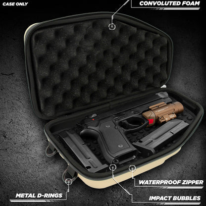 Locking Pistol Case Fits Small to Large 9mm Pistols with Room For Extra Clips and Attachments - Premium Handgun Case with Lock Zippers