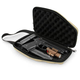 CASEMATIX Locking Pistol Case Fits Small to Large 9mm Pistols with Room For Extra Clips and Attachments - Tan Handgun Case with Lock Zippers, Tan