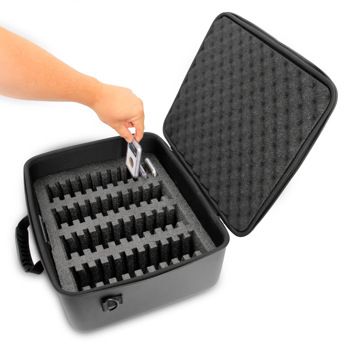 Graded Coin Case With 44 Coin Slab Slots Compatible with NGC and PCGS Coins for Collectors, Premium Graded Coin Storage Slab Case With Water Resistant Coin Box Zippers and Carry Strap