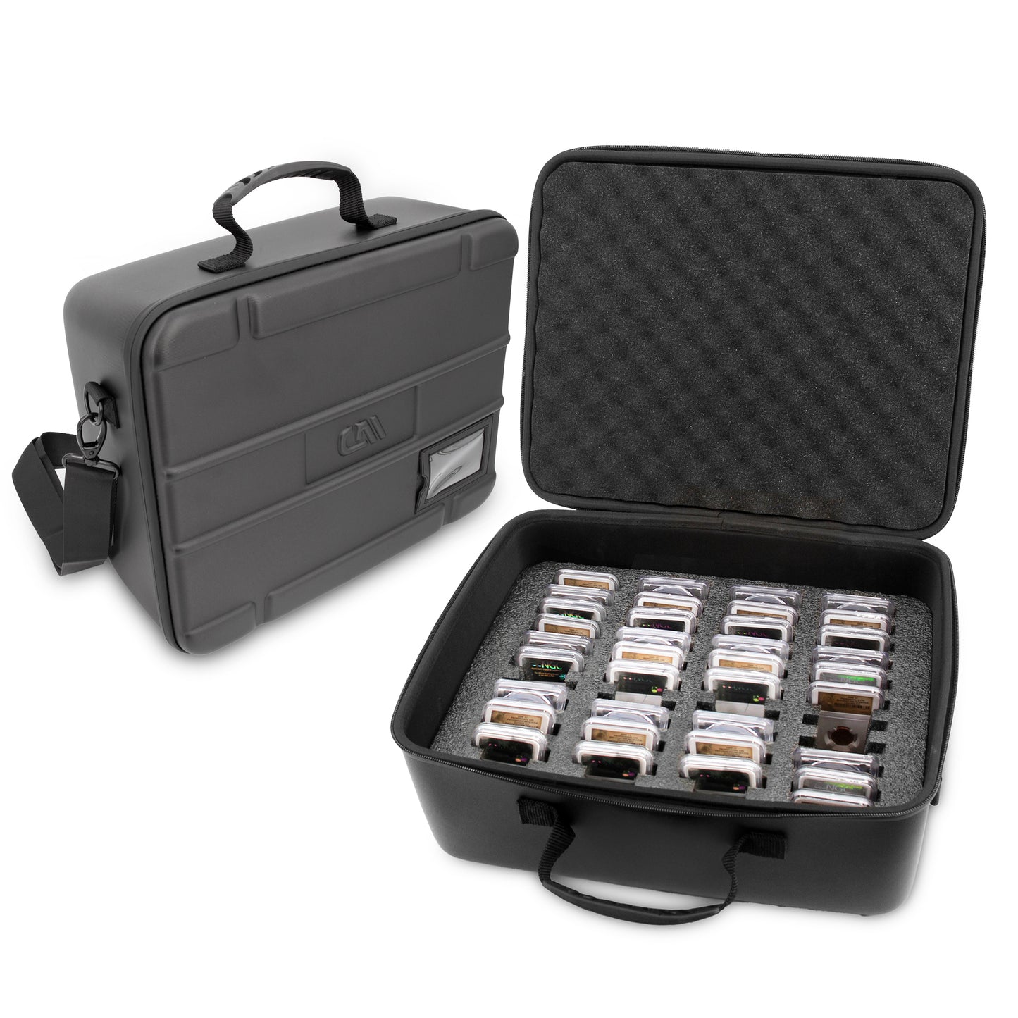 Graded Coin Case With 44 Coin Slab Slots Compatible with NGC and PCGS Coins for Collectors, Premium Graded Coin Storage Slab Case With Water Resistant Coin Box Zippers and Carry Strap