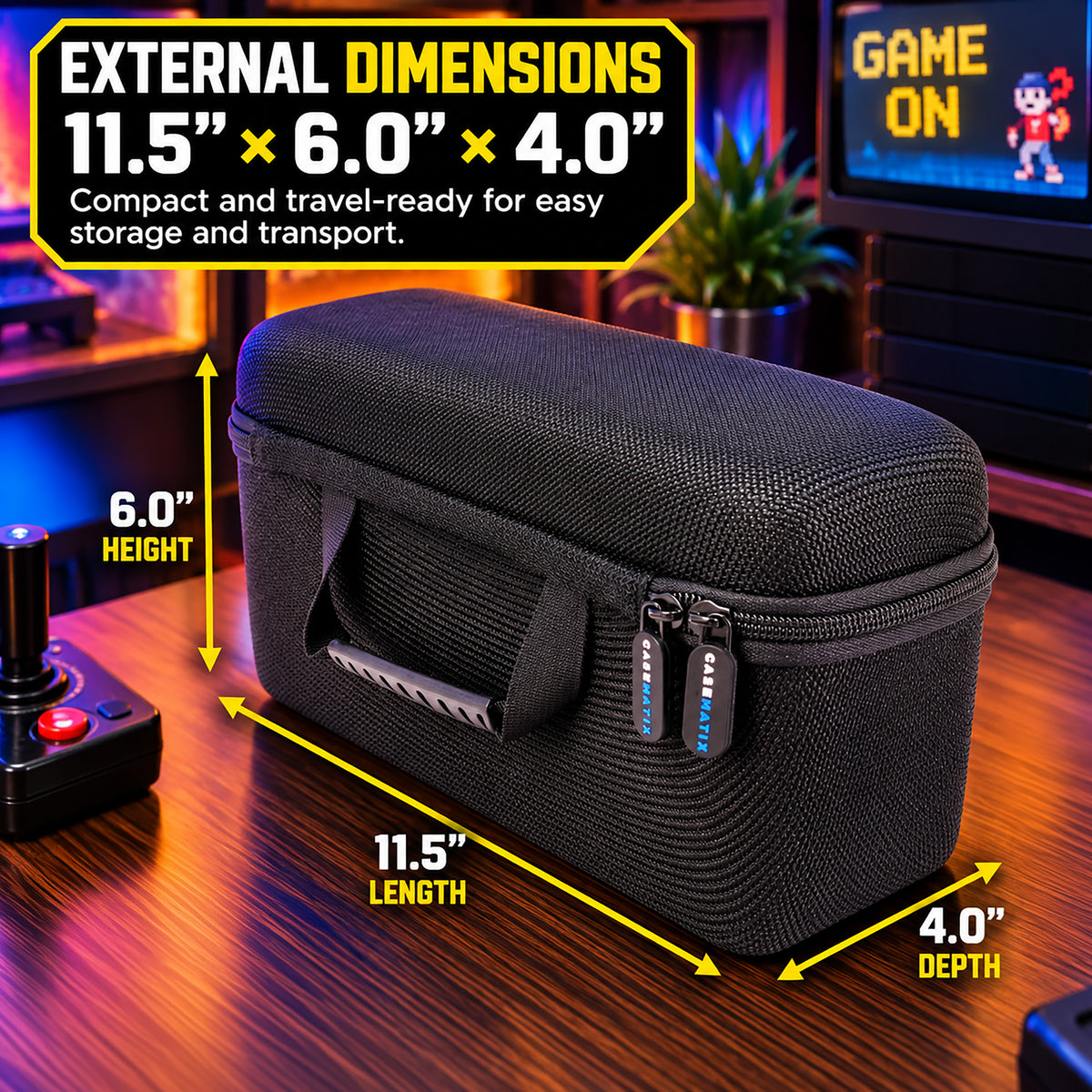 Game Cartridge Storage Case Compatible with Atari 2600 Cartridges, Holds 12 Retro Video Game Cartridges, Organizer with Padded Slots
