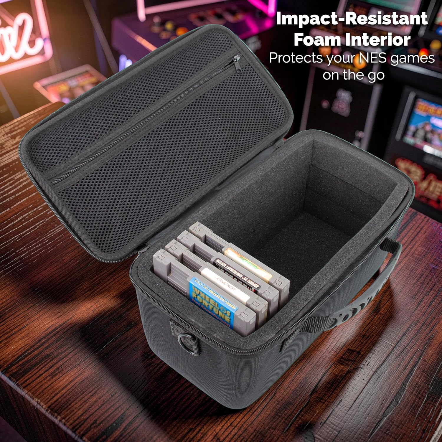 Game Storage Case Compatible with NES – Hard Shell Case Holds 15