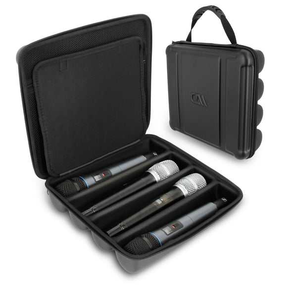 CASEMATIX Wireless Microphone Case Compatible with Four Microphones Up To 10.75