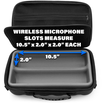 Two Wireless Microphone Case Compatible with Wireless Mic System Handheld Microphones Sennhesier, Shure and More with Shoulder Strap