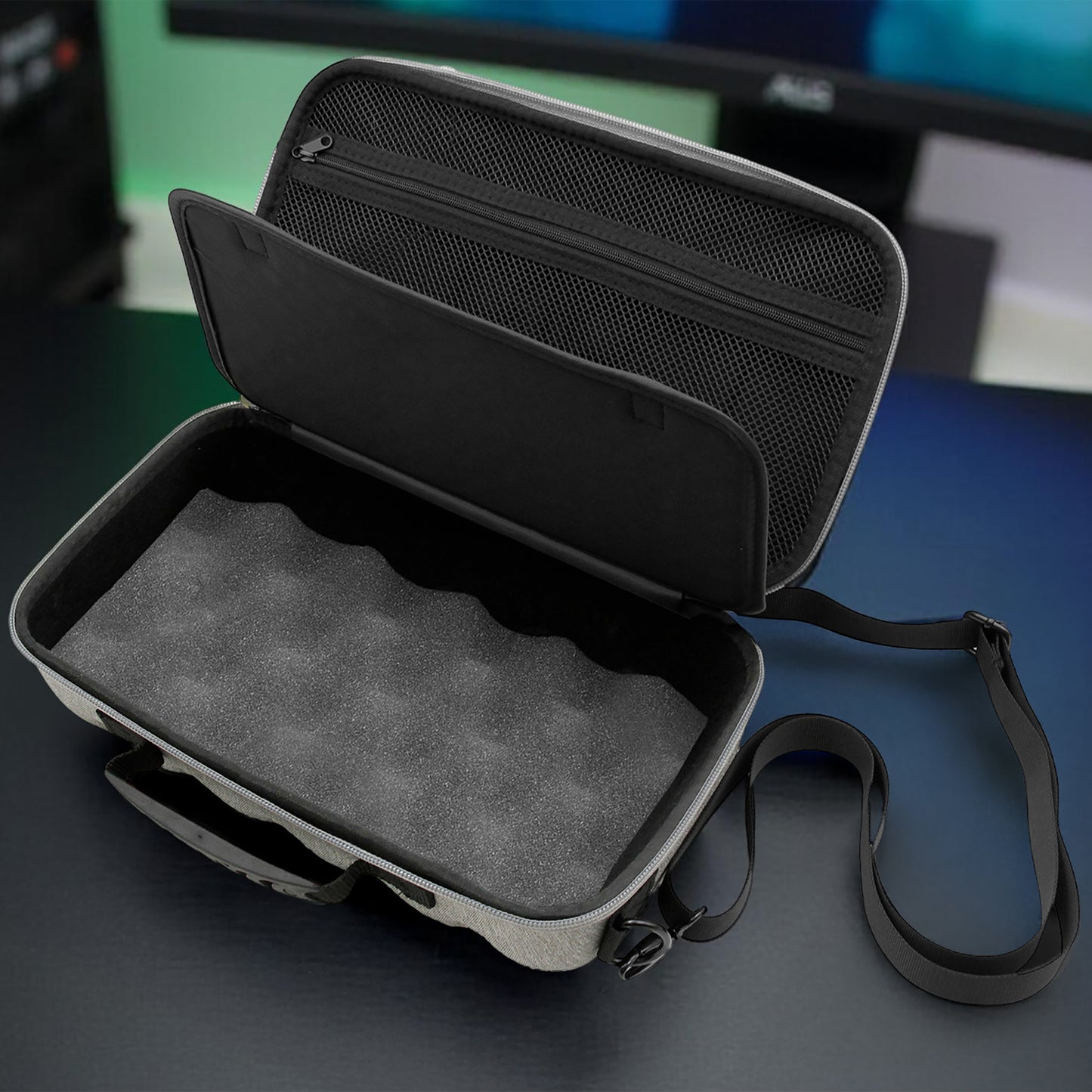 Carrying Case Compatible with ASUS ROG Xbox Ally X Gaming Handheld PC - Protective Carry Bag with Shoulder Strap for Touchscreen Gaming Console, Gray