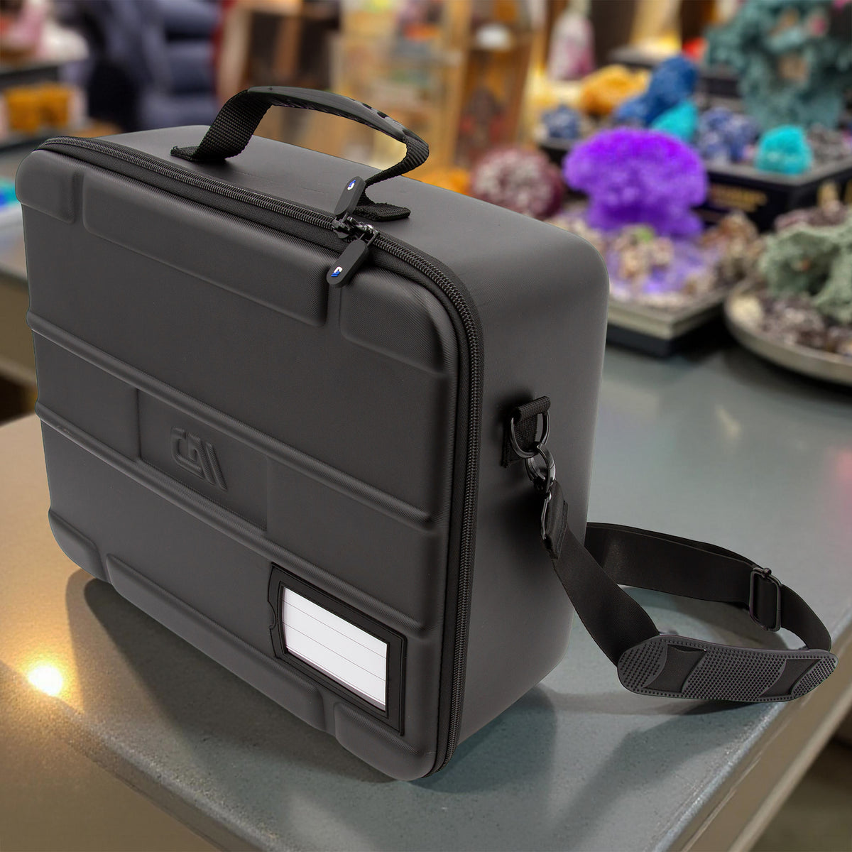 Rock Collection Travel Case - 144 Slot Rock Collection Box with Four Protective Foam Trays, Crystal Storage and Travel Case with Shoulder Strap