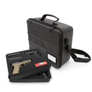 CASEMATIX Gun Case Pistol Range Bag - Durable EVA Gun Bag with Two Layers of Customizable Foam for Up To 4 Handguns with Shoulder Strap