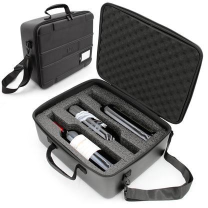 Wine Travel Case for 3 Bottles with Shock-Absorbing Foam & Adjustable Carrying Strap - Protective Wine Suitcase for Storage