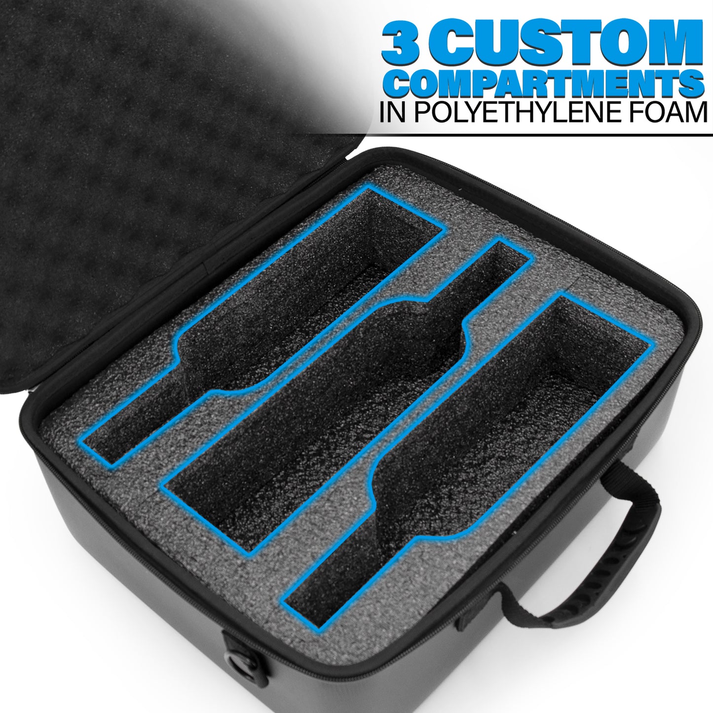 Wine Travel Case for 3 Bottles with Shock-Absorbing Foam & Adjustable Carrying Strap - Protective Wine Suitcase for Storage
