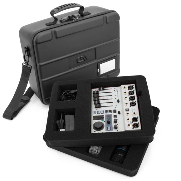 CASEMATIX Mixer Case Compatible With Behringer Flow 8 or Xenyx 802s in Two Customizable Trays - Fits DJ Mixers and More up to 13.5" x 10.5" x 2.2"