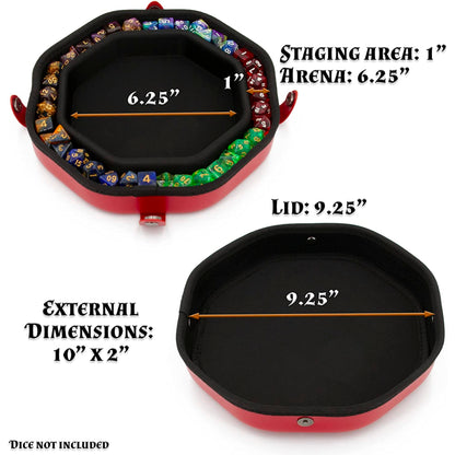 Dice Tray and Storage Case for Up to 115 RPG Dice - Dice Tray for Rolling with Magnetic Snaps, Embossed Design & Non-Scratch Interior