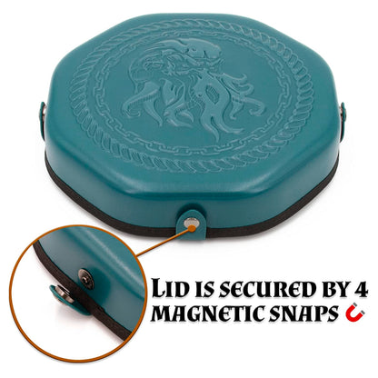 Dice Tray and Storage Case for Up to 115 RPG Dice - Dice Tray for Rolling with Magnetic Snaps, Embossed Design & Non-Scratch Interior