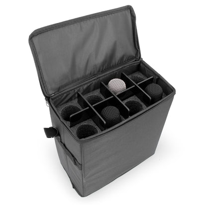 Wireless Microphone Case Compatible with Eight Wireless Mic System Microphones Up To 11" by Sennheiser, Shure and More - Lightweight Mic Bag