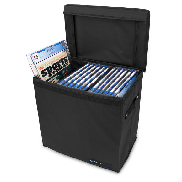 CASEMATIX Graded Magazine Storage Case Fits 25 CGC Graded Magazines with Two Removable Dividers For Larger Graded Book Slabs up to 14.5