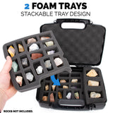 CASEMATIX Rock Collection Travel Case - 30 Slot Rock Collection Box with Two Pre-Cut Foam Trays - Protective Crystal Storage Travel Case Only