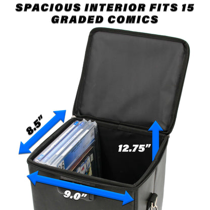 Graded Comic Book Storage Fits 15 CGC Graded Comics, Hard Shell Fire Resistant Comic Book Bin with Three Padded Comic Book Box Dividers