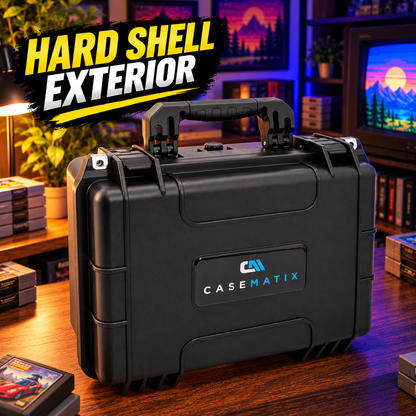 Travel Case for N64 Game Storage, Holds 36 Cartridges, 16" Waterproof Hard Shell Game Cartridge Organizer with Foam Dividers