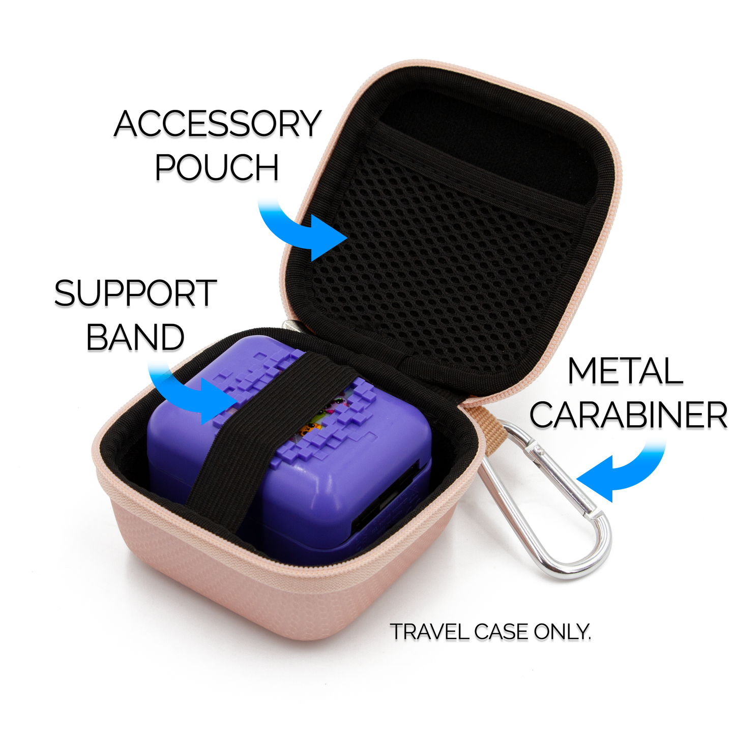 Hard Shell Travel Case Compatible with Bitzee Interactive Digital Pet -Carry Case Only with Carabiner - Rose Gold