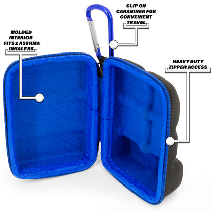 Asthma Inhaler Case, Inhaler Holder Fits Two Standard Rescue Albuterol Inhaler Devices- Includes Asthma Case Only