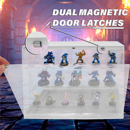 LED Display Case for Miniatures - 3-Tier Clear Acrylic Storage with 20 Grip Pads