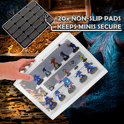 LED Display Case for Miniatures - 3-Tier Clear Acrylic Storage with 20 Grip Pads