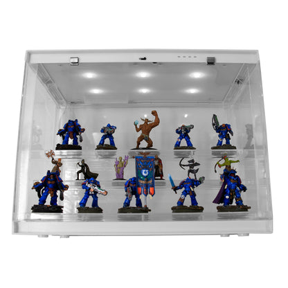LED Display Case for Miniatures - 3-Tier Clear Acrylic Storage with 20 Grip Pads