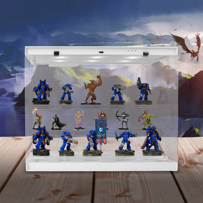 LED Display Case for Miniatures - 3-Tier Clear Acrylic Storage with 20 Grip Pads