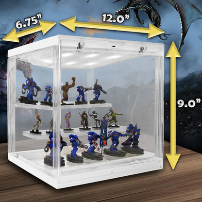 LED Display Case for Miniatures - 3-Tier Clear Acrylic Storage with 20 Grip Pads