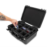 CASEMATIX Waterproof Top Loader Card Storage Case for Trading Cards Fits 500 Top Loader Card Holders with Airtight Seal and Precision Cut Dividers
