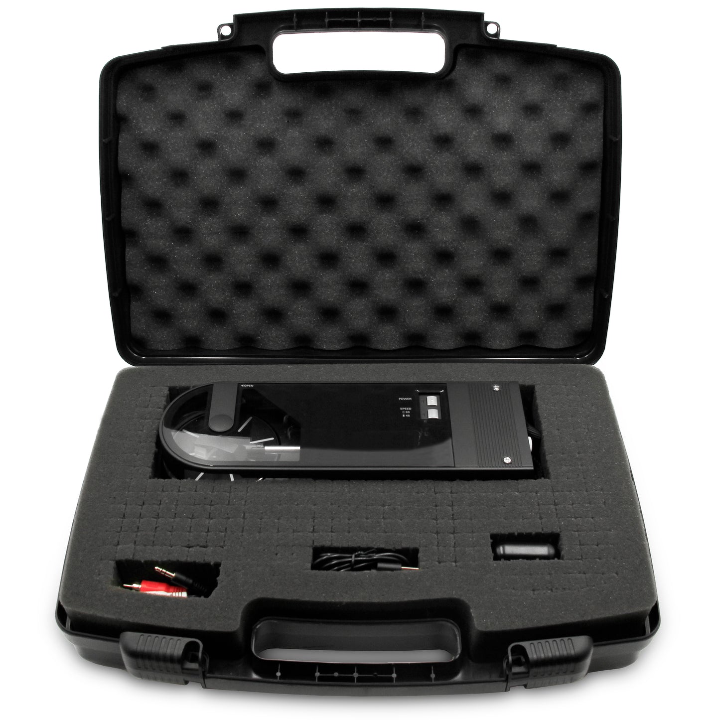 Travel Case Compatible with Audio-technica AT-SB727 Portable Turntable Sound Burger Vinyl Record Player - Includes Customizable Foam Carrying Case Only with Carry Handle